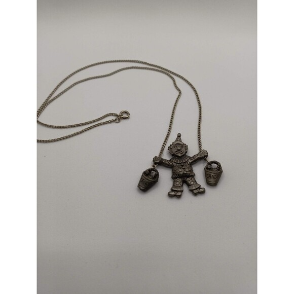 Jonette Jewelry climbing Clown Necklace With Bucket Full Of Candy Pewter Vintage - Picture 13 of 15